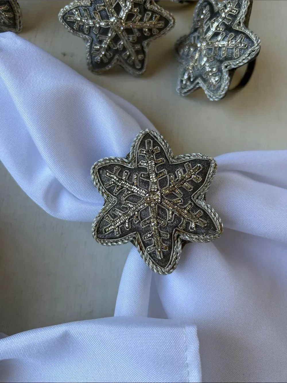 Beaded SilverโStar Napkin Ring - Set of 10
